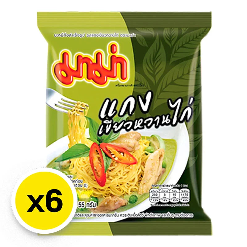 Mama Instant Noodles Chicken Green Curry Flavor 55g x6