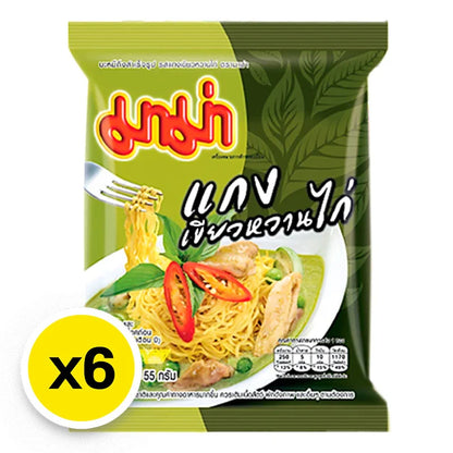 Mama Instant Noodles Chicken Green Curry Flavor 55g x6