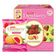 Dewberry Strawberry Cake 15g x 24 packages with sliced strawberries and cake slices on a plate, close-up view.