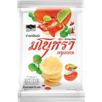 Manora Tom Yum flavored confectionery snack with vibrant packaging, showcasing Thai-inspired spicy and tangy flavors.