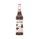 Monin chocolate syrup bottle, 700ml, in a clear plastic container, ideal for desserts and beverages, from MONIN dry grocery range.