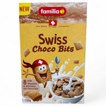 Familia Muesli Choco Bits in a bowl, showing crunchy muesli with chocolate pieces, ideal for breakfast or snacks.