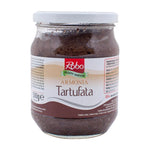 Robo Black Truffle Puree 500g jar, dry grocery product, showing the black truffle puree container with label and black lid.