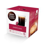 Nescafe Dolce Gusto Americano Intensity coffee drink in a clear glass with a rich, dark coffee appearance and a light crema layer.