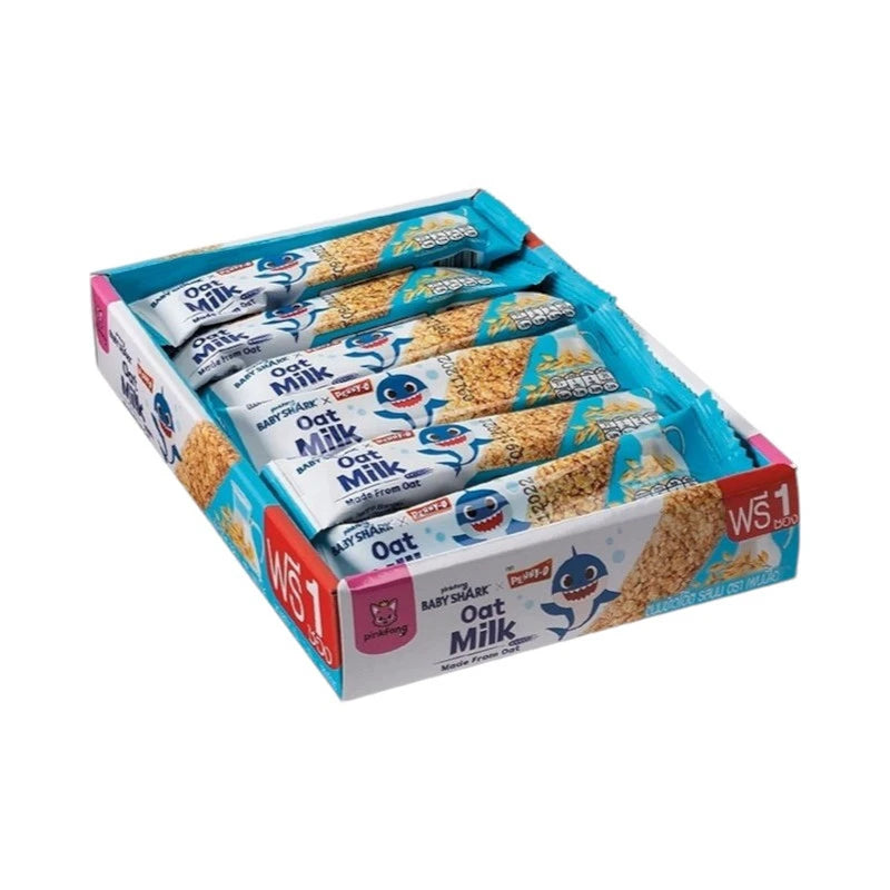 PENNYO Milk Flavor Oatmeal Snacks in 15g sachets, showing colorful packaging of 15 sachets x 3 packs on a neutral background.