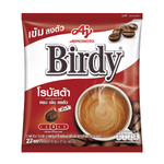 Birdy Birdy 3-in-1 Robusta drink mix in a packet, featuring coffee, creamer, and sugar components in colorful packaging.