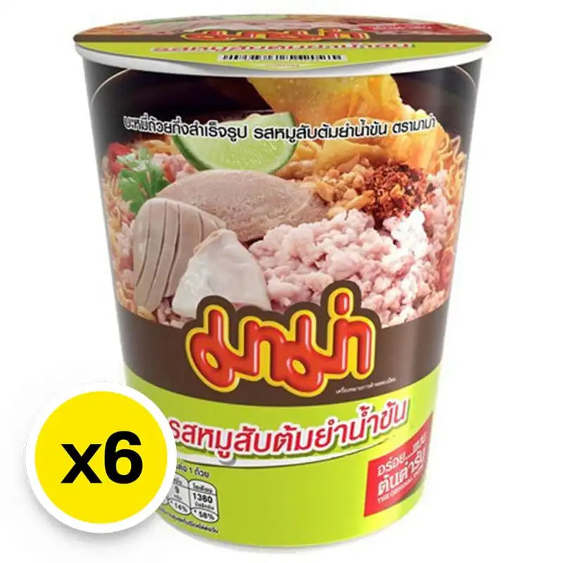 MAMA Cup Instant Noodle Creamy Tom Yum Pork 60g x6
