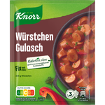 Knorr Fix Wurstchen Gulasch Sauce packet, ready-to-use grocery seasoning for sausage and goulash dishes.