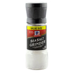 Mccormick Sea Salt 172g in a clear glass jar with a metal lid, showing coarse sea salt crystals inside.