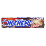 Morinaga Hi Chew Cola confectionery snack featuring colorful, chewy cola-flavored candies in a close-up image.