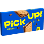 Bahlsen Pickup Choco Original confectionery snack with chocolate coating and biscuit center, displayed on a white background.