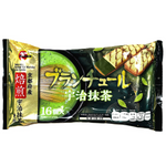 Bourbon Blanchul Uji Matcha confectionery snacks with green matcha-flavored filling in a clear package.