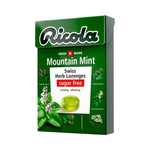 Ricola Mountain Mint Herb Lozenges in a clear package, showcasing the herbal candies with mint flavor for soothing and healthy snacking.
