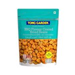 Tong Garden BBQ coated beans, a crunchy confectionery snack with a savory barbecue flavor, shown in a close-up image.