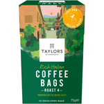 Taylors Rich Italian Roasted Coffee drink in a glass, showcasing dark roasted coffee with a rich, aromatic appearance.