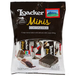 Loacker Cocoa Milk Mini Wafer showing layered chocolate and milk-flavored wafers in a close-up view