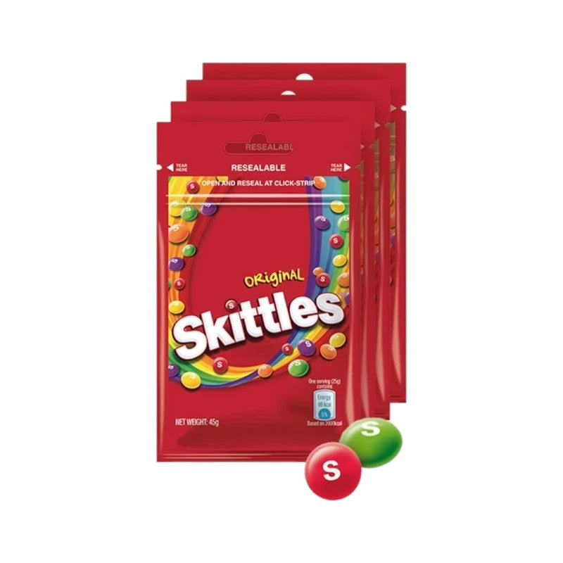 Skittles Ziplock Bag Chewy Candy Mixed Fruit Flavor 45g x4