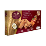Sriwanna Coconut Crispy Rolls Bar B Q snack in 80g package, showcasing golden, crunchy coconut confectionery with barbecue flavor.
