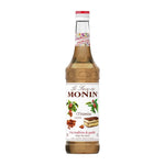 Monin Tiramisu Syrup 700ml bottle, dry grocery product with a label featuring flavor details and branding.