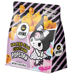 Irvins Kuromi salted egg custard popcorn in a clear bowl, showing crunchy confectionery snacks with salted egg flavor.