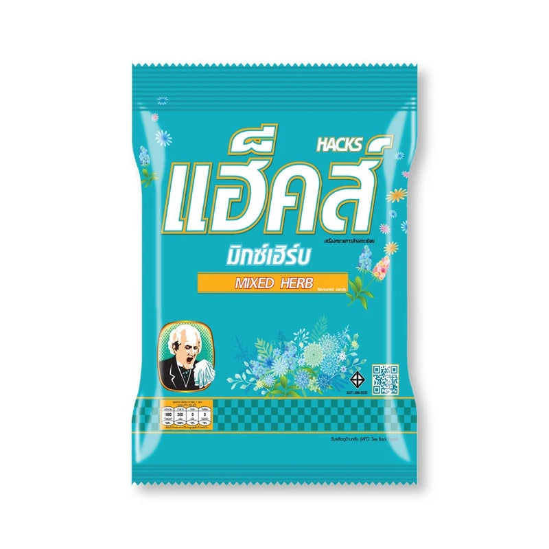 HACKS Mixed Herb Candy in 94.5g package, colorful assorted herbal candies with vibrant wrappers, displayed on a white background.