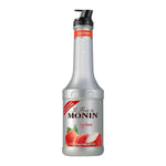 Monin Lychee Fruit Mix 1000ml bottle, dry grocery product with a colorful label showing lychee fruit and brand logo.