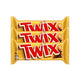 Twix twin bar pack with three 50g chocolate-covered caramel and biscuit snack bars, showcasing the Twix brand and packaging.