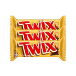Twix Double Stick 50g chocolate and caramel wafer snack from Twix, showing two chocolate-covered biscuit sticks side by side.