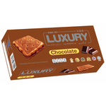 Hwa Tai Luxury Chocolate Cream Sandwich Biscuits, confectionery snacks with chocolate filling and crispy biscuit layers.