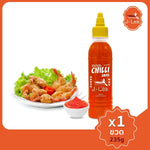 J-lek Jay Lek Chili Sauce 235g bottle, spicy condiment for Asian dishes, with red chili peppers and flavorful ingredients.