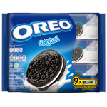 Oreo Vanilla Sandwich Cookies, confectionery snacks with vanilla cream filling between chocolate cookies, shown in the image.