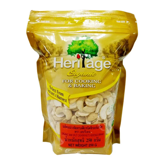 HERITAGE Organic Raw Split Cashew Nuts 250g