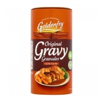 Goldenfry Original Onion Gravy Granules in a jar, ready to add rich onion flavor to meals.