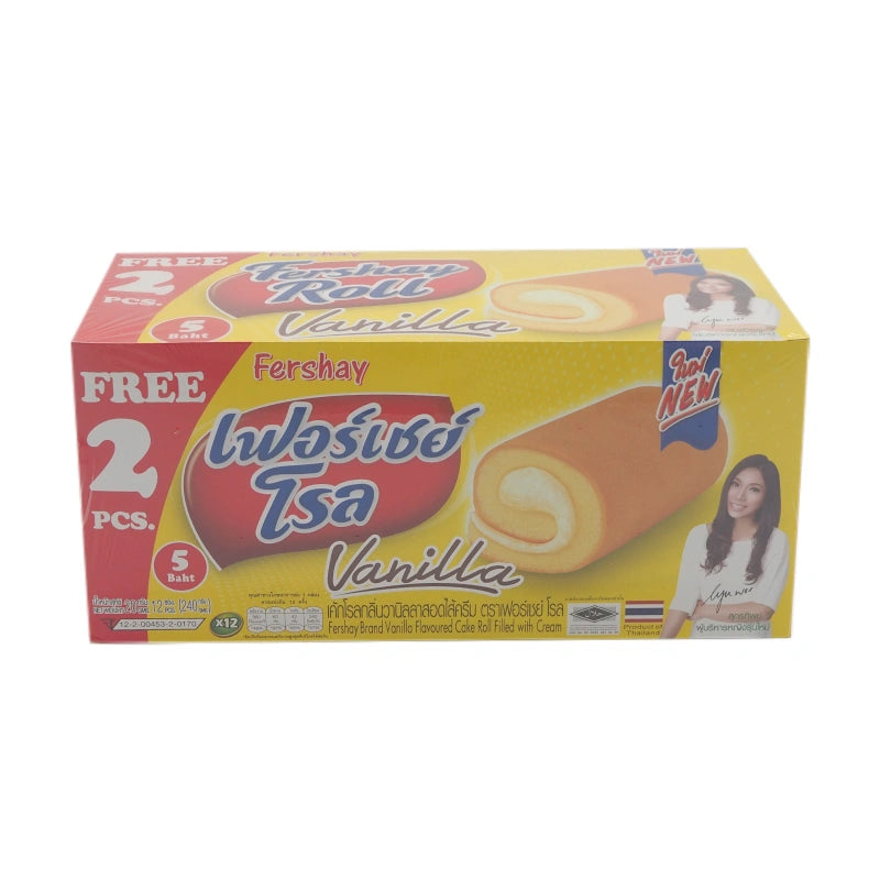 Fershay Vanilla Flavoured Cake Roll Filled With Cream 20g x12