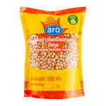 A bag of ARO Mushroom Popcorn Kernels 1kg for dry grocery, showing the product packaging with popcorn kernels on the front.