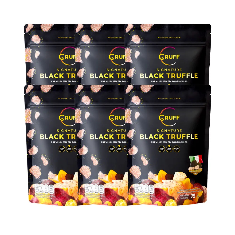 CRUFF Crispy Fried Multi-colored Potato Chips. Signature Black