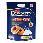 Dewberry Jumbo Blueberry Cookies in 288g package, dry grocery product with blue blueberry cookies on the packaging.