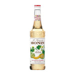 Bottle of MONIN Melon Syrup 700ml for flavoring drinks and desserts, with a green and white label featuring the MONIN logo.