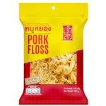 Chao Sua Pork Floss confectionery snack in a clear package with shredded pork floss visible inside.