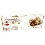 Tai Tai Lanna Sesame Ball, traditional Thai snack with sesame seeds on a golden brown exterior, in a grocery setting.