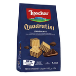 Loacker Wafer Kakao, chocolate-filled confectionery snack with crispy wafer layers, shown in a close-up image.