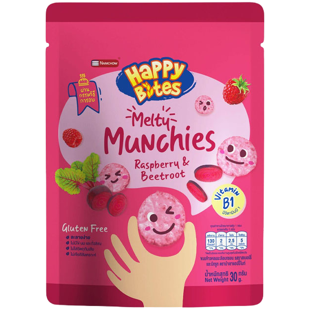 Namchow Happy Bites Rice Melty Munchies Raspberry And Beetroot