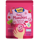 Namchow Happy Bites Rice Melty Munchies with raspberry and beetroot, colorful confectionery snacks in bright packaging