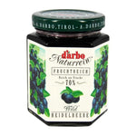 Darbo Blueberry Double Fruit 200g jar, showing fresh blueberries and the product label on a white background.