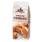 Merba apple pie cookies, confectionery snacks with golden-brown pastry and apple filling, arranged on a plate.