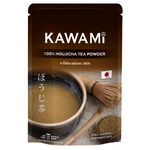 Kawami Houjicha tea powder 100% in a jar, Japanese roasted green tea powder for brewing or cooking, fresh and aromatic.