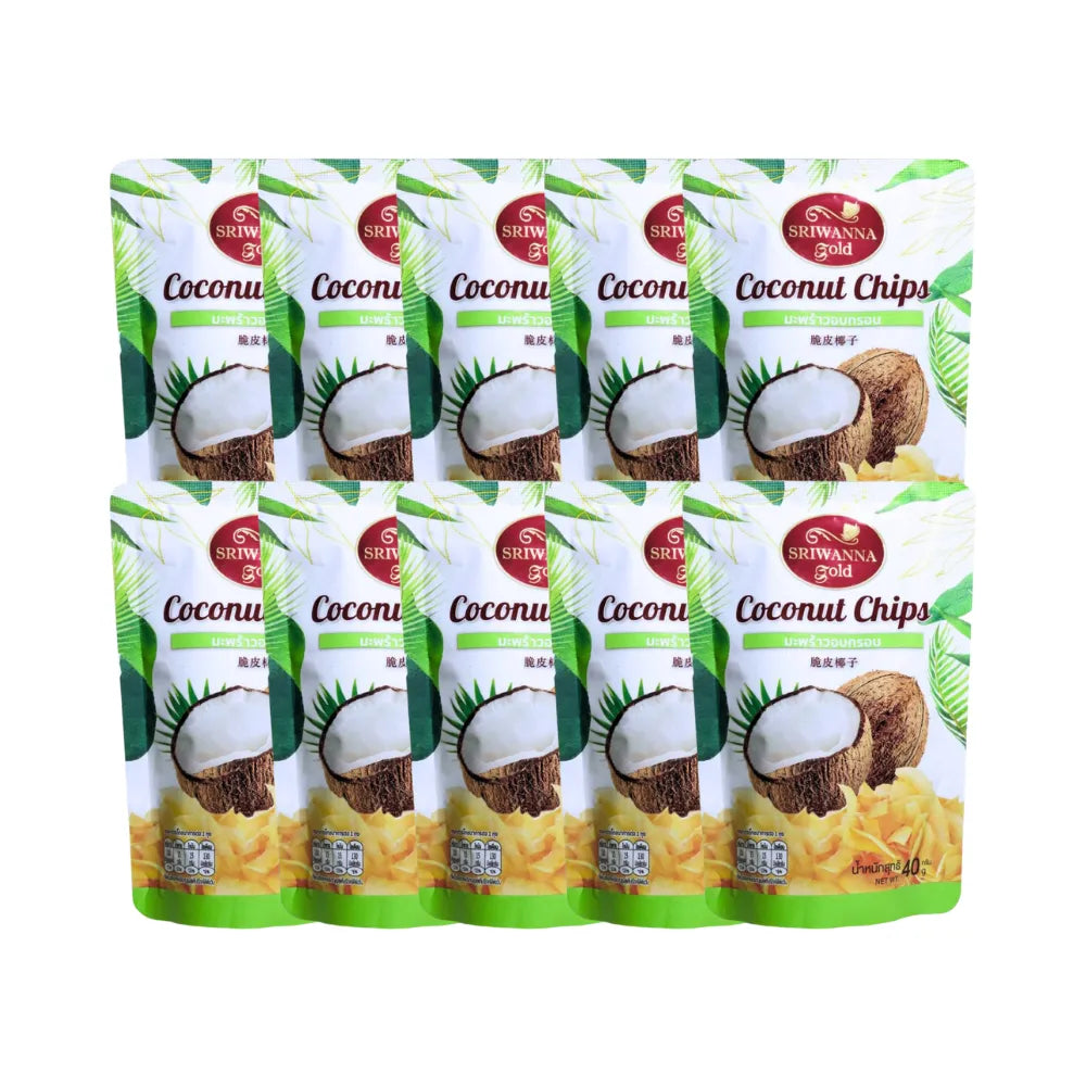 SRIWANNA Gold Coconut Chips 10 Packets (gold Coconut Chips .) 40g