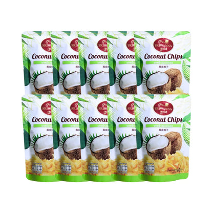 SRIWANNA Gold Coconut Chips 10 Packets (gold Coconut Chips .) 40g