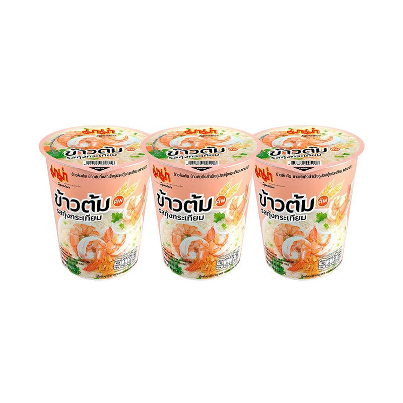 MAMA Rice Porridge Cup Garlic Shrimp Flavor Pack Of 3 Cups