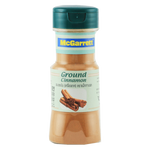 Ground cinnamon spice jar from McGarrett, showing the label and cinnamon powder inside.